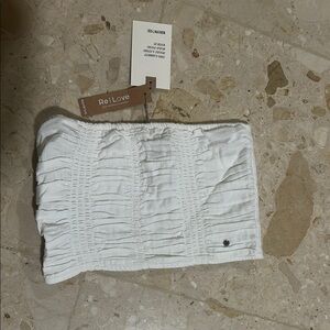 Brownie White Ruched Tube Top